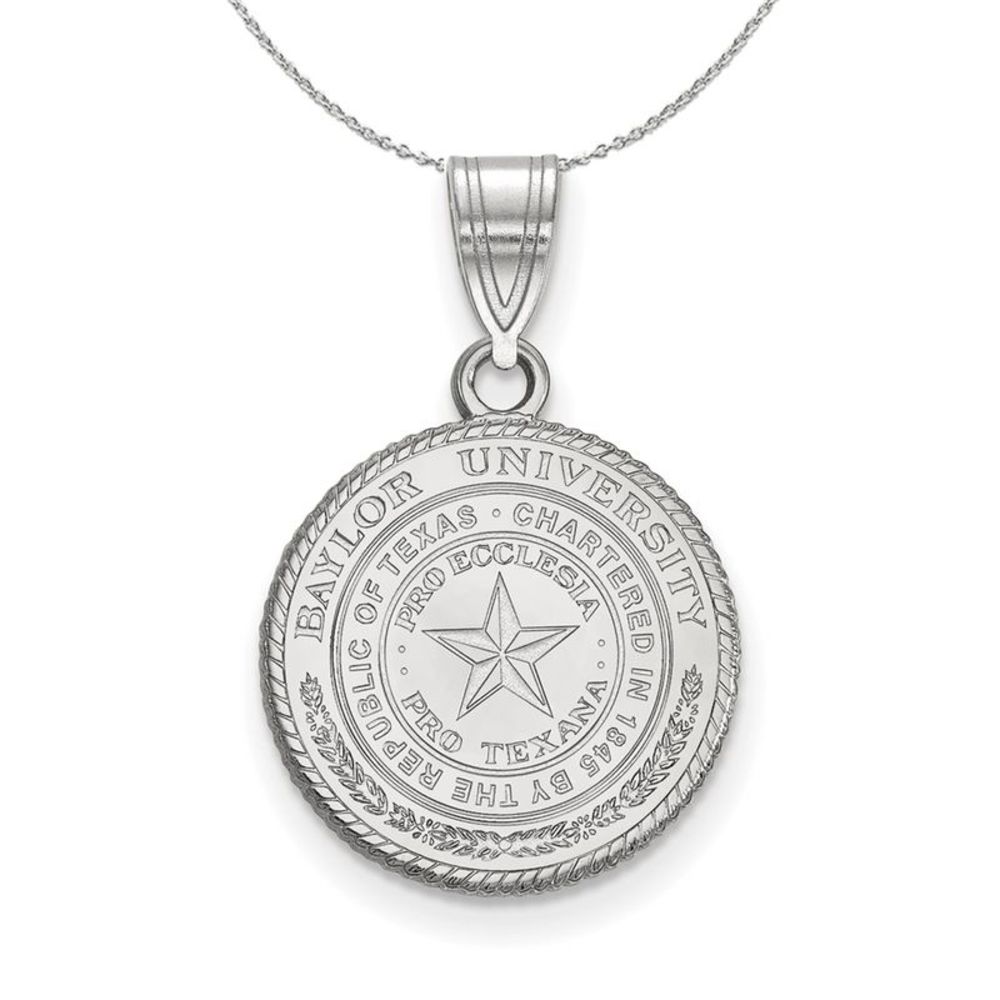 Sterling Silver Baylor U Medium Crest Pendant Necklace - 18 Inch